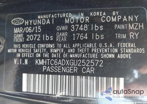 2016 Hyundai Veloster z USA, uszkodzony, nr VIN KMHTC6ADXGU252572